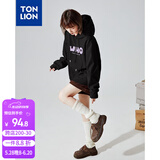 唐狮（TonLion）2024卫衣女宽松连帽oversize上衣外套帽衫 加绒款/黑色 S