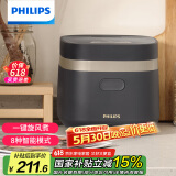 飞利浦（PHILIPS）【25分钟快速饭】多功能1.8L迷你电饭煲隐藏式触控顶屏 24小时智能预约电饭锅HD3072/90深灰金