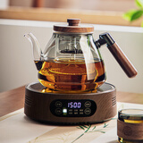 忆壶茶（YIHUTEA）煮茶壶电陶炉煮茶器烧水壶泡茶炉养生壶套装泡茶壶加厚功夫茶具 1500w木纹炉+黑色蒸煮壶1.2L