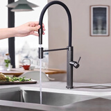 新飞全铜枪灰厨房水龙头抽拉龙头家用冷热洗菜盆水槽万向旋转龙头