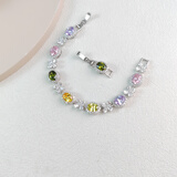 XUPING旭平首饰合金时尚【四叶花】彩宝系列镶嵌人造石手链送礼饰品 彩色