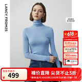朗姿【王楚然同款】纯羊毛高领针织衫春冬内搭打底上衣旷野美拉德 天蓝色 M