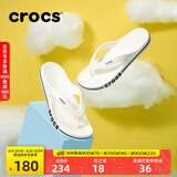 crocs卡骆驰贝雅卡骆班运动拖鞋男鞋女鞋居家夹脚平底人字拖鞋|205393 白/深蓝-126 41 /42(260mm)