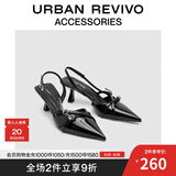 URBAN REVIVO夏款女士时尚小猫跟尖头空鞋UAWS40052 黑色 38