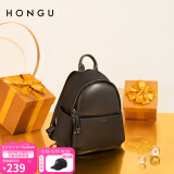 红谷（HONGU）双肩包新款大容量双肩包防水轻便女书包时尚背包520情人节礼物 漆黑