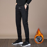 欧牧郎休闲裤男直筒宽松男裤2025秋冬季加绒速干运动长裤修身裤子男厚款 918黑色加绒一件 30 码【腰围2尺3】