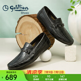金利来（goldlion）男鞋豆豆鞋春夏季皮鞋男时尚男士皮鞋商务休闲鞋柔软乐福鞋男 黑色（偏大一码） 37
