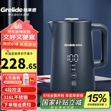 格来德 （Grelide）烧水壶保温316L不锈钢电热水壶恒温电水壶家用大容量热水壶多段调温煲水壶煮水壶LED大屏数显 1.7L D2217E蓝-316不锈钢-4段温度