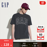 Gap【热卖爆款】男装夏撞色logo圆领短袖T恤纯棉上衣544465 黑灰色 180/100A(XL) 亚洲尺码