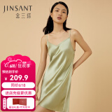金三塔真丝睡衣女100%桑蚕丝性感居家可外穿真丝吊带裙睡裙丝绸睡衣礼物 牛油果绿 2XL