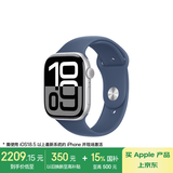 Apple/苹果 Watch Series 10 智能手表GPS款46毫米银色铝金属表壳丹宁色运动型表带M/L MX223CH/B