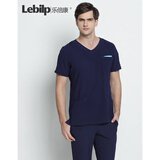 乐倍康洗手衣男女刷手服长短袖医生服弹力护士服工作服定制口腔美容牙科 藏蓝色-男款短袖（无肩扣） 2XL