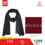 GUCCI 古驰 Gucci围巾 女士双G印花羊毛围巾 炭黑色 165904 3G646 1100