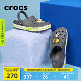 crocs卡骆驰洞洞鞋贝雅卡骆班轻便耐磨一脚蹬休闲鞋|205089 石板灰/青柠绿-0GX 40 (250mm)