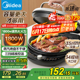 美的（Midea）电饼铛家用双面加热煎烤机烙饼锅电煎饼锅34大口径加大加深烤盘 温度可调烤肉早餐机电饼档JKE3475