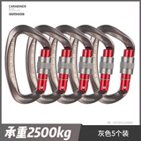 欣达（xinda）专业攀岩登山D形主锁承重安全扣锁具铝合金户外安全挂钩锁匙扣 灰红色5个装