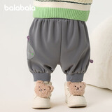 巴拉巴拉童装宝宝裤子儿童长裤婴儿冬装男童女童运动裤摇粒绒加厚时尚 冷灰 90 两用裆