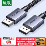 绿联DP线2.1版16K60Hz8K240HzDisplayPort 4K高清适用电脑显卡接显示器电竞连接线1.5米兼容1.4 35282