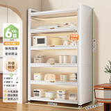 帅仕（shuaishi）厨房用具置物架落地多层餐边柜收纳碗柜家用橱柜微波炉烤箱储物柜 【升级特厚】白6层100长42深