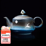容山堂星蓝釉水杯陶瓷马克杯主人杯中国风家用咖啡杯大号啤酒杯办公茶杯茶具 陶瓷星蓝泡茶壶-月光鹿