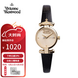 薇薇安·威斯特伍德（Vivienne Westwood）西太后手表女士小表盘女表石英表皮表带生日礼物送女友金色同款 黑色女表 VV090GDBK 23mm