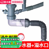 潜水艇（Submarine）厨房洗菜盆下水管单槽防臭水槽下水器洗碗池排水管道下水三通配件 【6】接溢水口+洗碗机+净水器