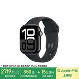 Apple/苹果 Watch Series 10 智能手表GPS+蜂窝款42毫米亮黑色铝金属表壳黑色运动型表带S/M MWXM3CH/B