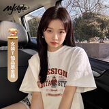 MJ STYLE纯棉短袖T恤男女2025年夏季宽松休闲百搭美式复古风辣妹半袖上衣