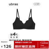 ubras情人节钻石纱夹心软支撑花瓣杯文胸内衣女胸罩背心-黑色M
