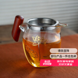 雅集玻璃公道杯带过滤网茶漏套装带木把荷花金银烧茶具配件茶海分茶器