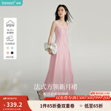 茵曼（INMAN）章若楠同款欧若风法式吊带连衣裙2025夏季新品女装淡鹅黄色裙子 粉色方领) S