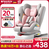 Heekin德国 儿童安全座椅汽车用0-4-12岁婴儿宝宝360度旋转ISOFIX硬接口 时尚粉(ISOFIX+360度旋转)
