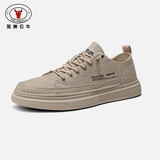 加洲公牛（CALIFBULL）休闲鞋男士潮流男鞋秋冬季低帮皮鞋时尚百搭运动板鞋子男款沙色41