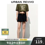 UR夏季新款女装时尚休闲学院风百搭短款百褶半裙UWL540023 正黑 XS