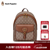 暇步士（Hush Puppies）背包女士双肩包2024新款旅游出差时尚复古印花包通勤包旅行包书包 卡其色HA-147230902