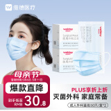 维德（WELLDAY）一次性成人医用外科口罩三层防护防过敏透气灭菌级独立包装100只