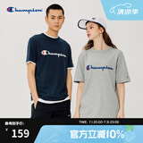 Champion夏季经典款印花草写LOGO圆领休闲运动T恤无性别冠军短袖男女情侣 黑色(偏薄） M