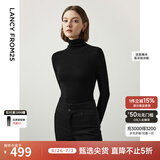 朗姿【王楚然同款】纯羊毛高领针织衫春冬内搭打底上衣旷野美拉德 黑色2 M
