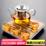 瓷牌茗茶具（cipaiming teaset） 透明玻璃茶具整套套装家用功夫茶壶茶杯会客泡茶器 透明八骏壶4玉兰杯+小四方盘
