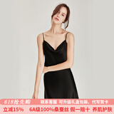 珊目尔（SMR）【性感夏季新款】重磅荡领真丝睡裙100%桑蚕丝吊带睡衣纯欲风 黑色【单吊带】 XL (170)适合115-135斤穿着