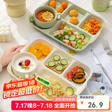 佩尔森陶瓷分格餐盘大人家用减脂月子餐分隔食堂孕妇儿童早餐分餐盘餐具 【奶油色】五格分餐盘-升级款