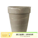 DEROMA进口陶土花盆 帝罗马经典宽边高圆陶土花盆 复古透气种植盆 条纹摩卡 30#