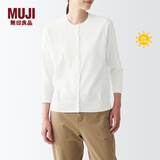 无印良品（MUJI）女式 防紫外线性能 强捻圆领开衫夏防晒衣防晒外套防晒服纯棉全棉 白色 2S L
