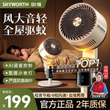 创维（Skyworth）【全屋驱蚊】空气循环扇2025新款大风力轻音台地两用电风扇家用智能语音遥控落地扇Q522 白咖色