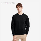 Tommy Hilfiger秋冬男装纯色潮流休闲简约双面平纹针织亚洲版圆领套头卫衣 黑色BDS XS （推荐：100-120斤）