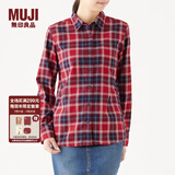 无印良品 MUJI 女式 新疆棉 轻量法兰绒 衬衫 W9AC506 红色X格子 L
