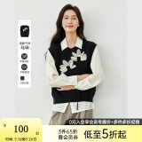 梵希蔓黑色休闲文艺风针织衫女2025年春季新款百搭设计感马甲背心 16255 黑色 XL