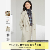 梵希蔓含绵羊毛西装式呢大衣女秋冬高级感双排扣长款过膝毛呢外套 50690 浅咖色 L