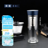 膳魔师（THERMOS）玻璃杯套组400ml双层耐热带滤网泡茶TCGB-400-BL iwaki 促销装 C