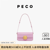 PECO852真皮斜挎复古小法棍包新款单肩通勤方包生日礼物送女友 粉紫色头层手搓纹牛皮现货